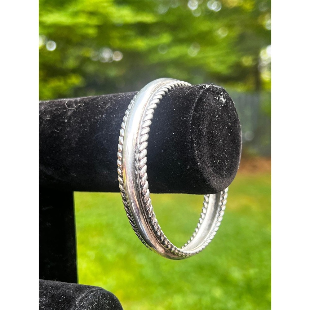 Vtg Silver Tone Rope Textured‎ Stacked Bangle Bracelet 8 Inch Avon?